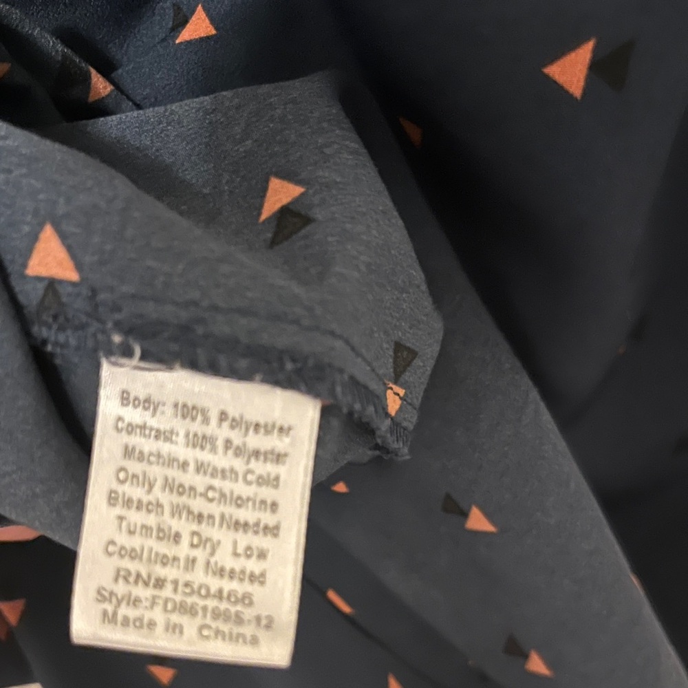 Fun 2 Fun Navy Blouse with Geometric Print - Picture 5 of 5